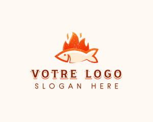 Seafood - Flaming Fish BBQ logo design