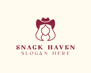 Simple Cowgirl Woman logo design