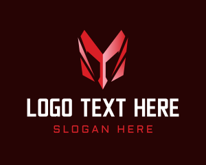 Spartan Helmet - Gaming Helmet Letter M logo design