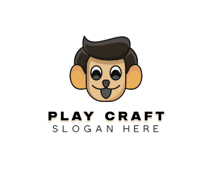 Playful Monkey Boy logo design