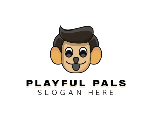 Playful Monkey Boy logo design