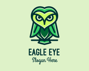 Watching - Green Leaf Owl logo design