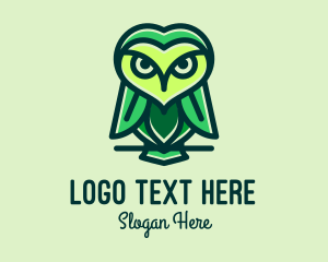 Watching - Green Leaf Owl logo design