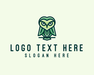 Botanical - Green Leaf Owl logo design