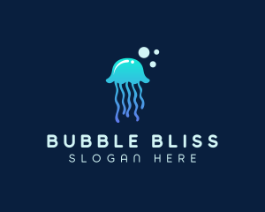 Jellyfish Sea Bubble  logo design