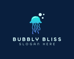 Jellyfish Sea Bubble  logo design