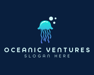 Jellyfish Sea Bubble  logo design