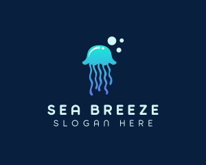 Jellyfish Sea Bubble  logo design