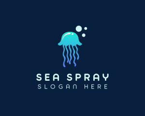 Jellyfish Sea Bubble  logo design