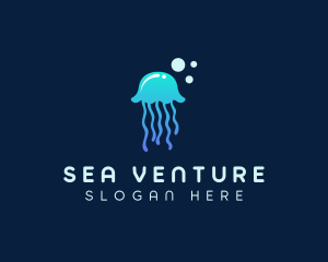 Jellyfish Sea Bubble  logo design