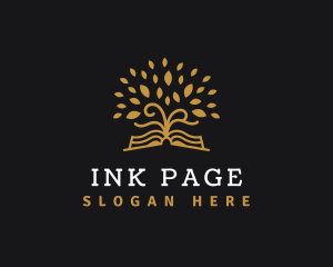 Page - Book Tree Leaves logo design