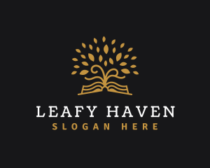 Book Tree Leaves  logo design