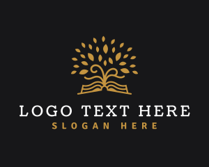 Education - Book Tree Leaves logo design