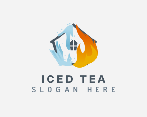 Ice Fire HVAC House logo design