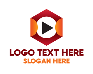 Red - Hexagon Play Button logo design