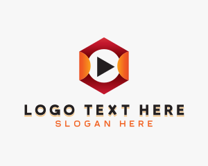 Play Button - Hexagon Play Button logo design