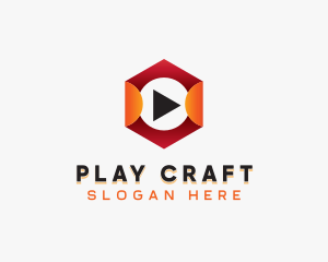 Hexagon Play Button logo design