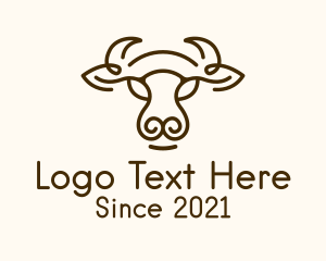 Ox - Water Buffalo Line Art logo design