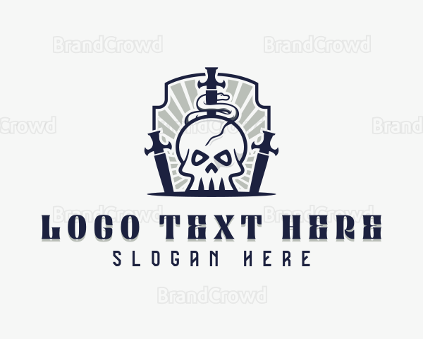 Snake Sword Skull Logo