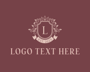 Luxury - Elegant Wedding Floral Shield logo design