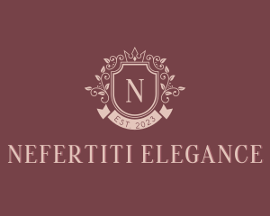 Elegant Wedding Floral Shield logo design