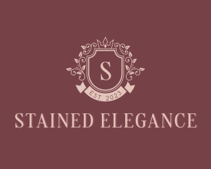 Elegant Wedding Floral Shield logo design