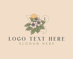 Gardening - Hawthorn Blossom Flower Missouri logo design