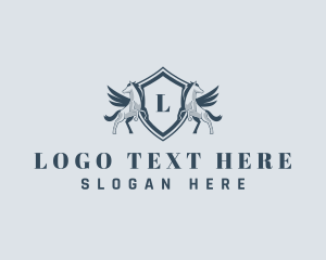 Sovereign - Pegasus Shield Monarch logo design