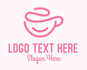 Hot Chocolate - Pink Coffee Cup Monoline logo design
