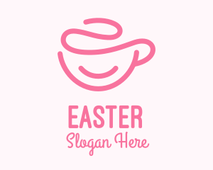 Stroke - Pink Coffee Cup Monoline logo design