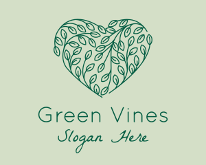 Vines - Green Heart Vine logo design