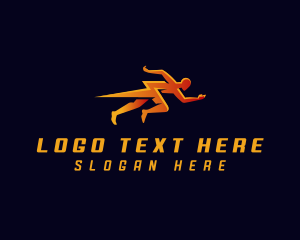 Jogging - Human Electric Lightning logo design