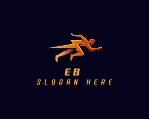 Running - Human Electric Lightning logo design