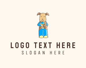 Dog Waiter Cartoon logo design