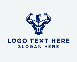 Muscular - Fitness Gym Trainer logo design