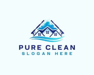 Power Wash Bubble Cleaning logo design