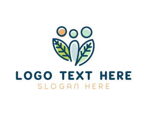 Vegetarian - Nature Leaf People Community logo design
