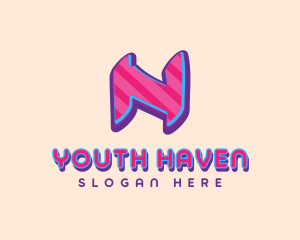 Teen - Pop Graffiti Letter N logo design