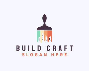 Cityscape Building Paint Brush logo design