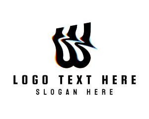 Techno - Glitch Letter W logo design