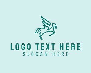 Equestrian - Flying Mythological Pegasus logo design