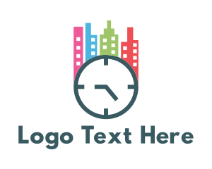 Office Space - City Building Clock logo design