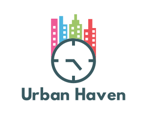 City Building Clock logo design