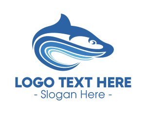 Aquarium - Blue Wave Fish logo design