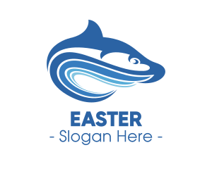 Aqua - Blue Wave Fish logo design