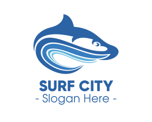 Blue Wave Fish  logo design