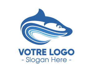 Aquarium - Blue Wave Fish logo design