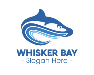 Blue Wave Fish  logo design