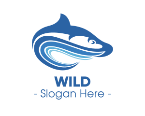 Pool - Blue Wave Fish logo design