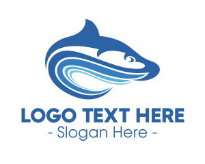 Aquatic - Blue Wave Fish logo design